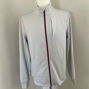 Lululemon Men’s Full Zip Jacket Light Gray/Burgundy Zipper Sz Extra Large